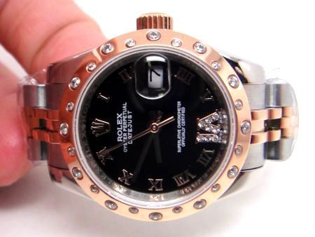 Rolex Datejust 2-Tone Black Face Diamond Bezel 26mm, 31mm and 36mm